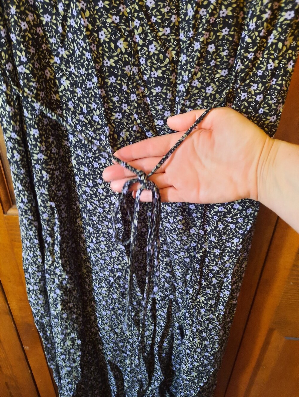 Vintage 90s Teddi Dresses Black Ditzy Floral Sleeveless Tank Maxi Dress Size 12 - Picture 11 of 11